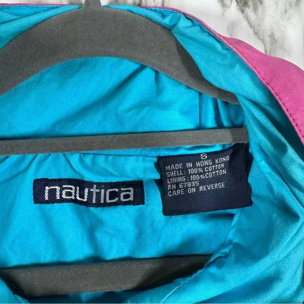 Vintage Nautical Color Block Neon Pink, Blue and Green Jacket Sz Small